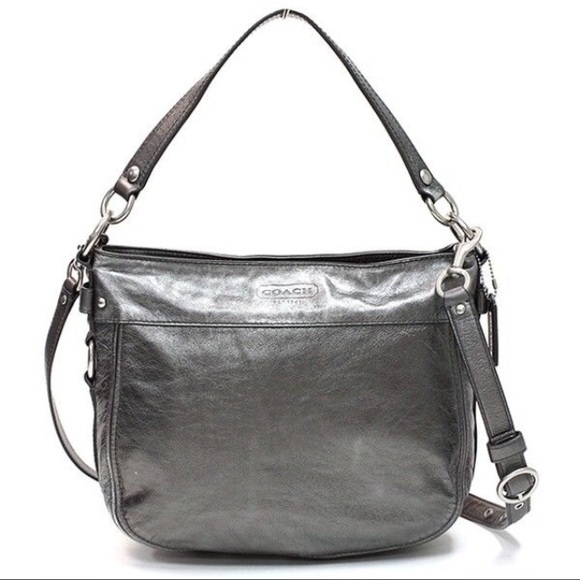 Coach Handbags - Authentic Coach pewter leather Zoe hobo handbag